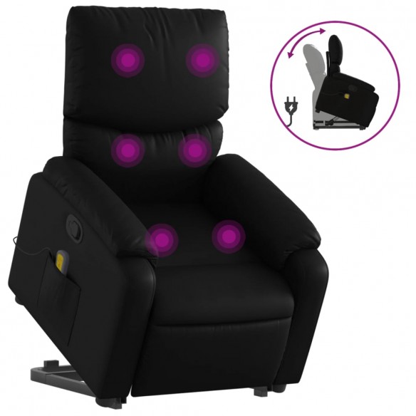 Fauteuil inclinable de massage Noir Similicuir