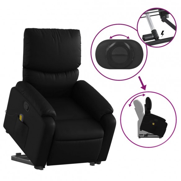 Fauteuil inclinable de massage Noir Similicuir