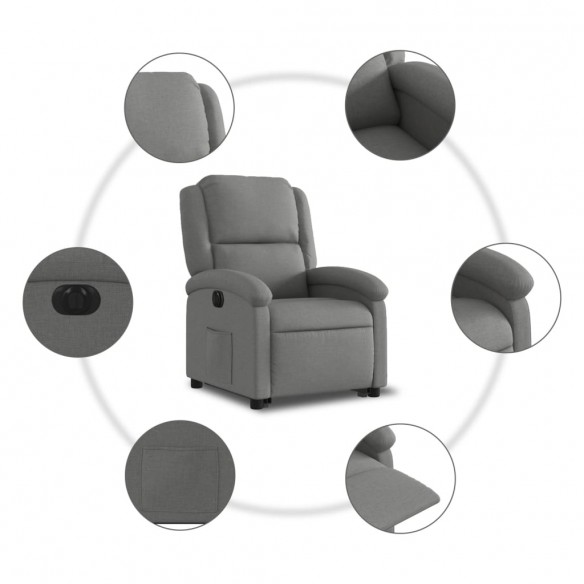 Fauteuil inclinable électrique gris foncé tissu