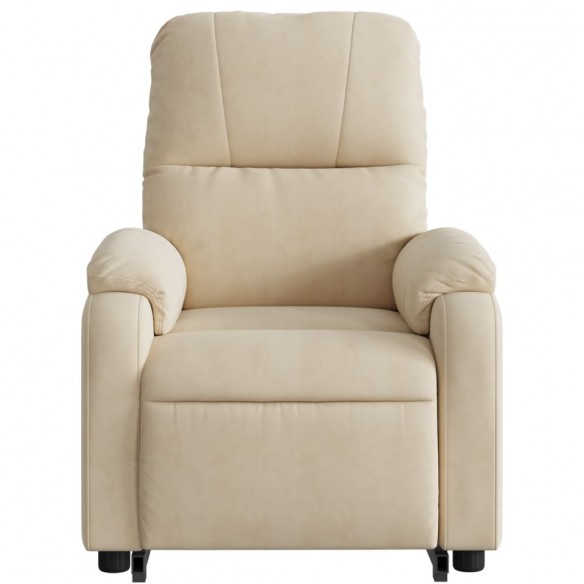 Fauteuil inclinable de massage crème tissu microfibre