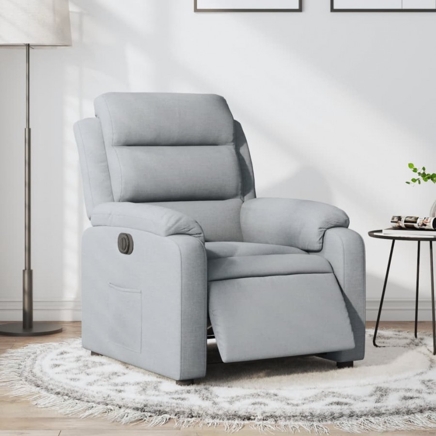 Fauteuil inclinable électrique Gris clair Tissu