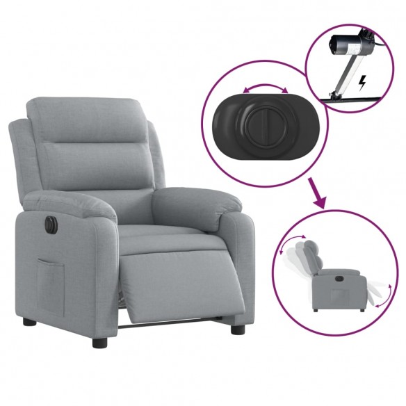 Fauteuil inclinable électrique Gris clair Tissu