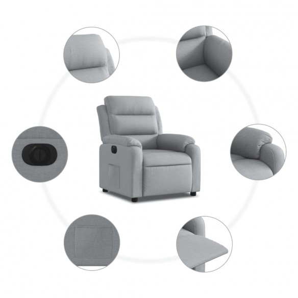 Fauteuil inclinable électrique Gris clair Tissu