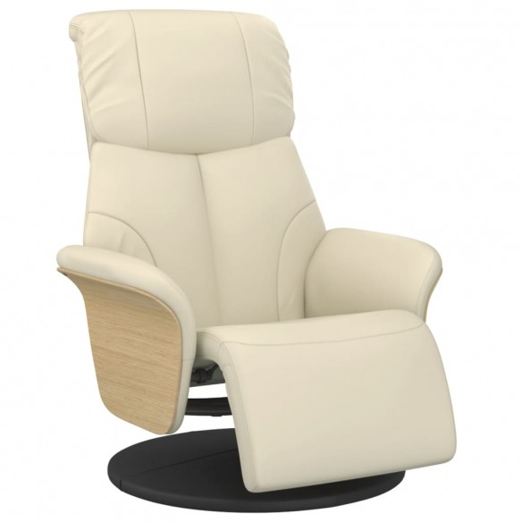 Fauteuil inclinable avec repose-pieds crème similicuir