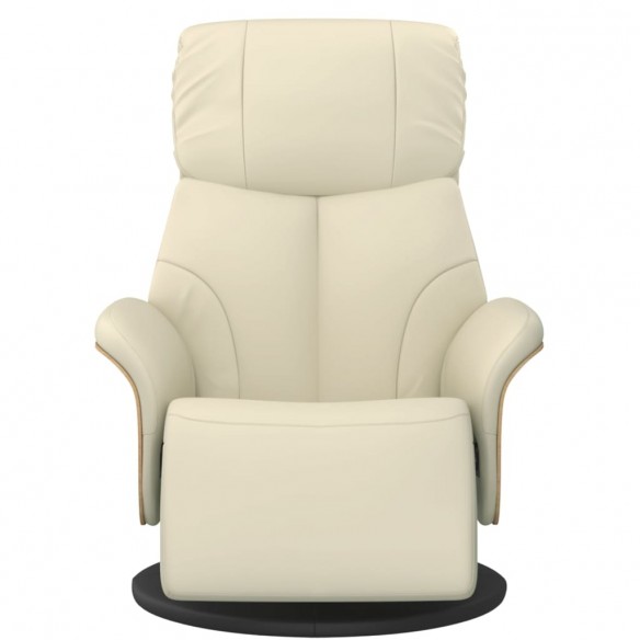 Fauteuil inclinable avec repose-pieds crème similicuir