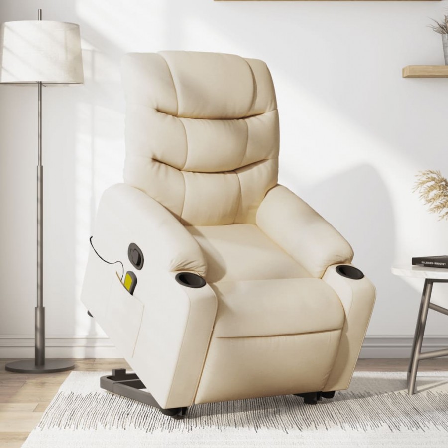 Fauteuil inclinable de massage Crème Tissu