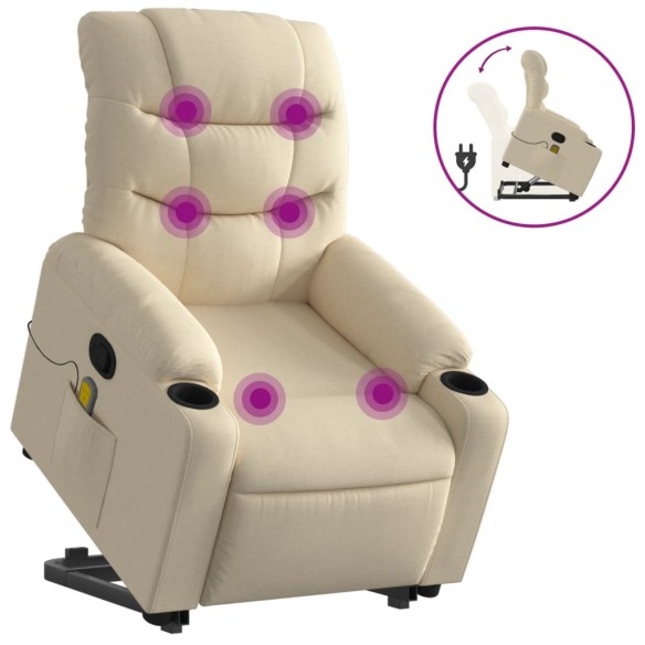 Fauteuil inclinable de massage Crème Tissu