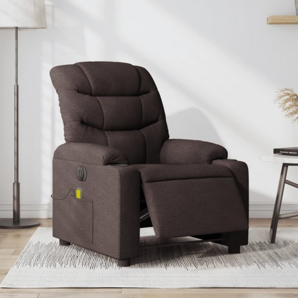 Fauteuil de massage inclinable électrique Marron foncé Tissu