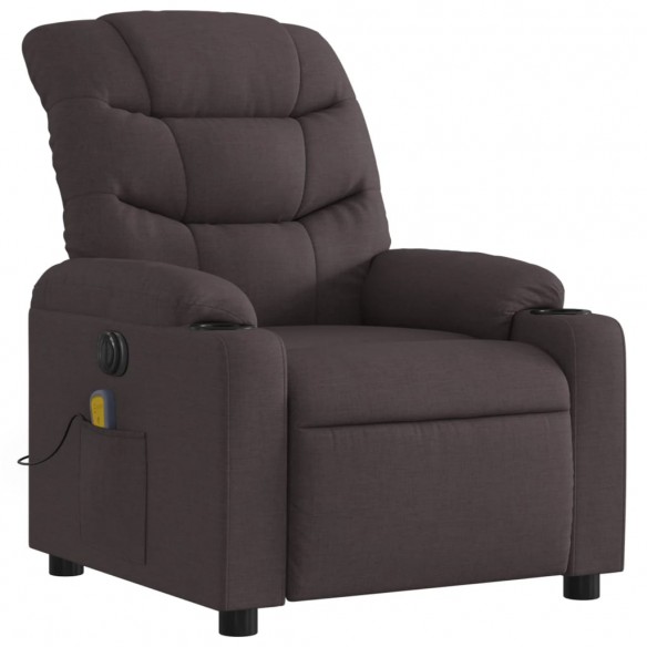 Fauteuil de massage inclinable électrique Marron foncé Tissu