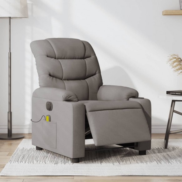 Fauteuil de massage inclinable électrique Taupe Tissu