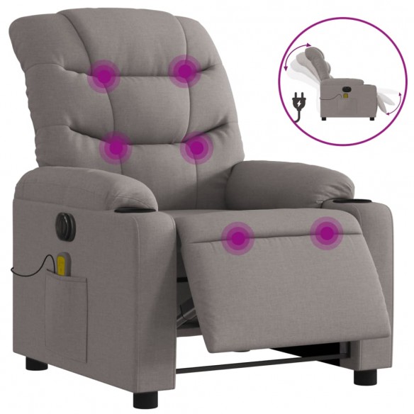 Fauteuil de massage inclinable électrique Taupe Tissu