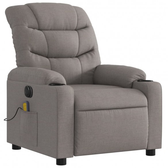 Fauteuil de massage inclinable électrique Taupe Tissu