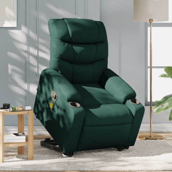 Fauteuil inclinable de massage Vert foncé Tissu