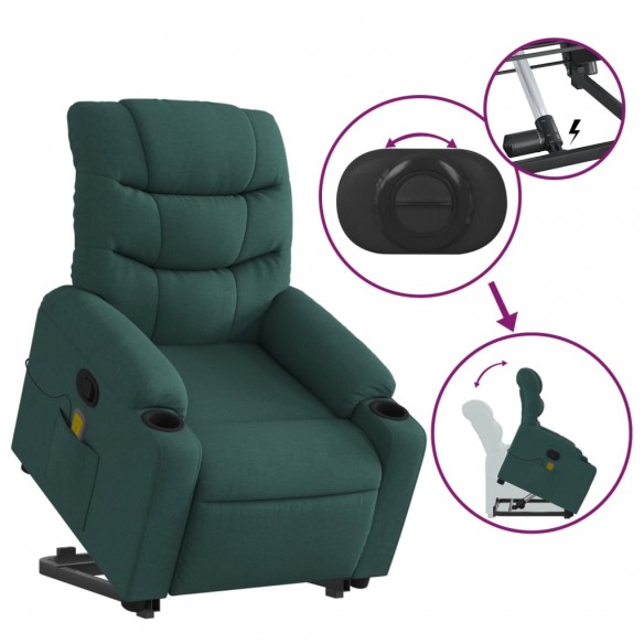 Fauteuil inclinable de massage Vert foncé Tissu