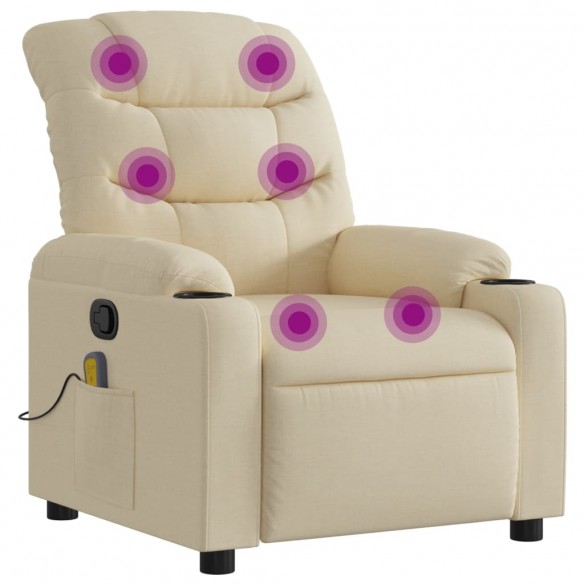 Fauteuil de massage inclinable Crème Tissu