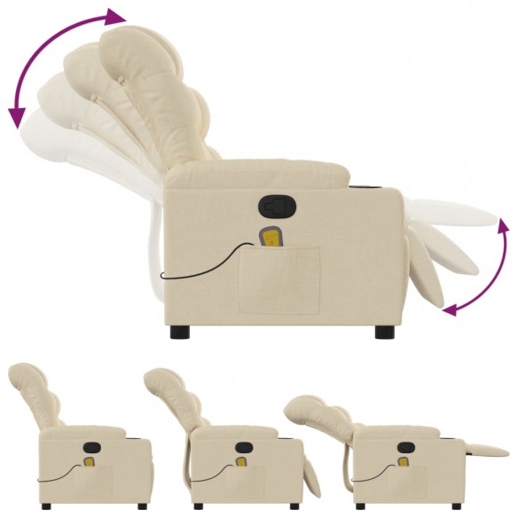 Fauteuil de massage inclinable Crème Tissu