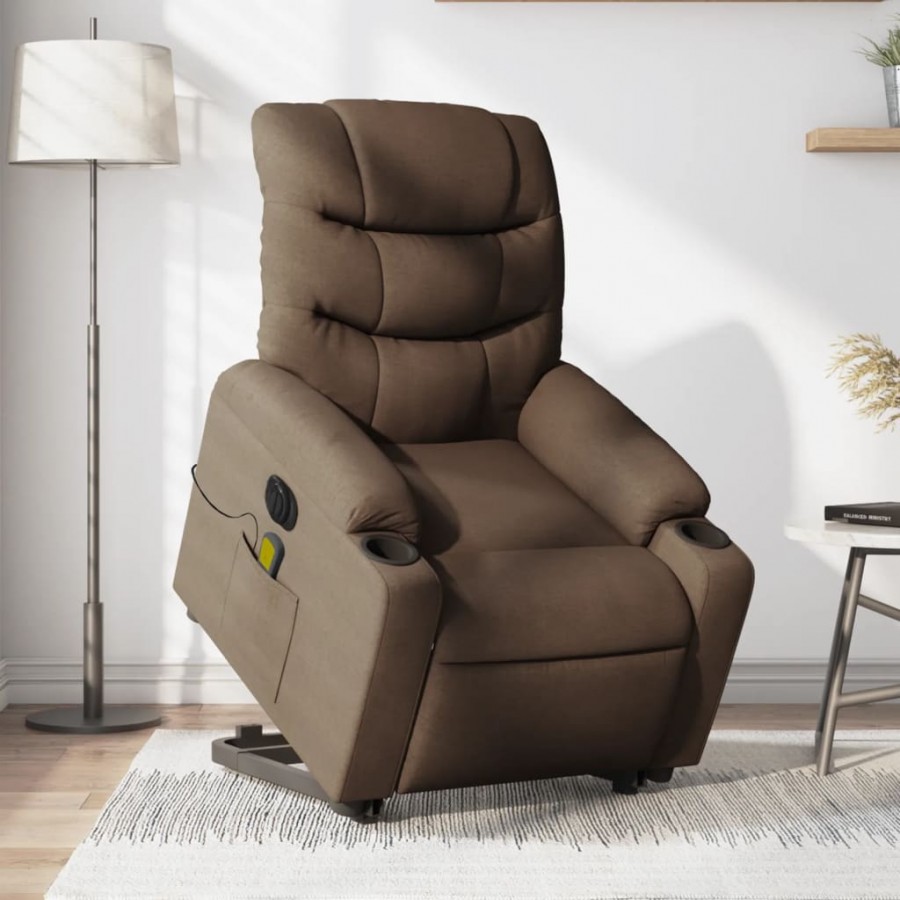 Fauteuil inclinable de massage électrique Marron Tissu