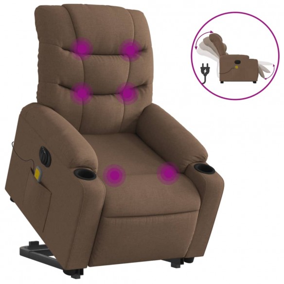 Fauteuil inclinable de massage électrique Marron Tissu