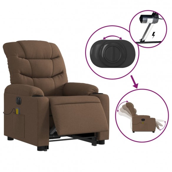 Fauteuil inclinable de massage électrique Marron Tissu