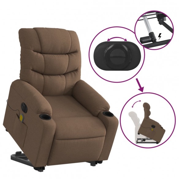 Fauteuil inclinable de massage électrique Marron Tissu