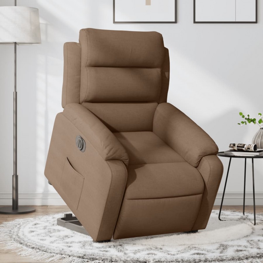 Fauteuil inclinable électrique marron tissu