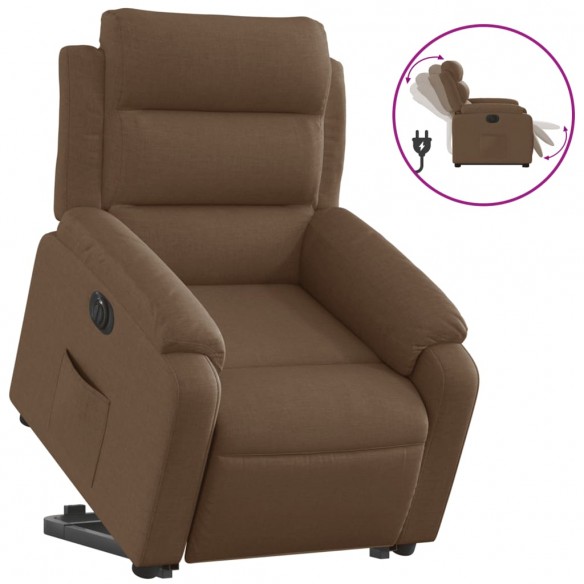 Fauteuil inclinable électrique marron tissu