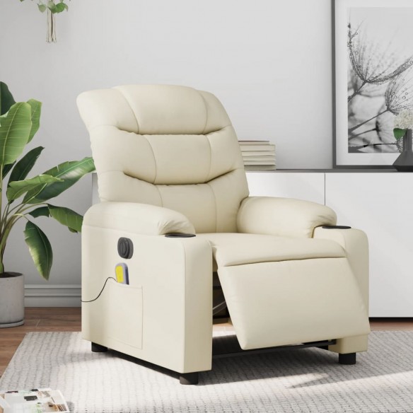 Fauteuil de massage inclinable électrique crème similicuir