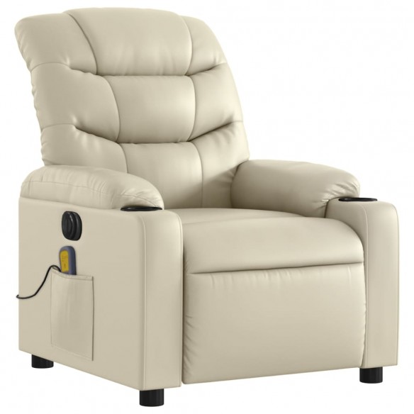 Fauteuil de massage inclinable électrique crème similicuir