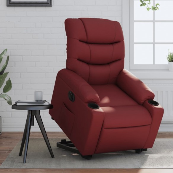 Fauteuil inclinable électrique rouge bordeaux similicuir