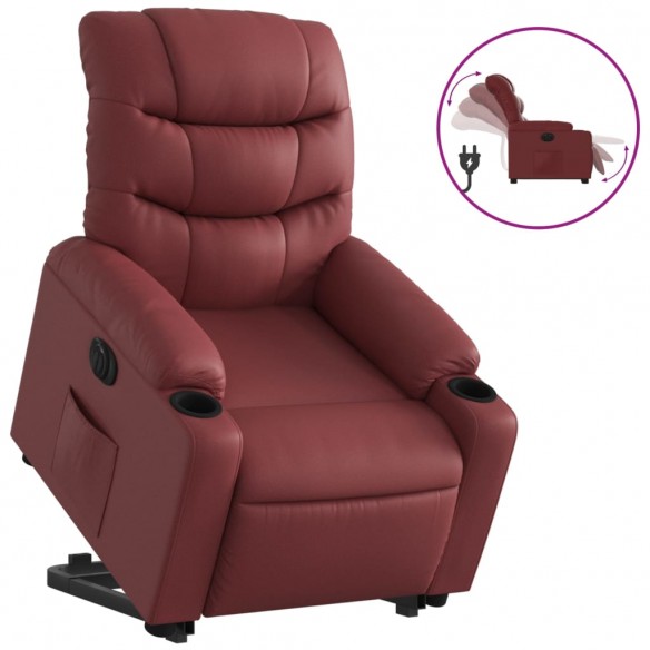 Fauteuil inclinable électrique rouge bordeaux similicuir