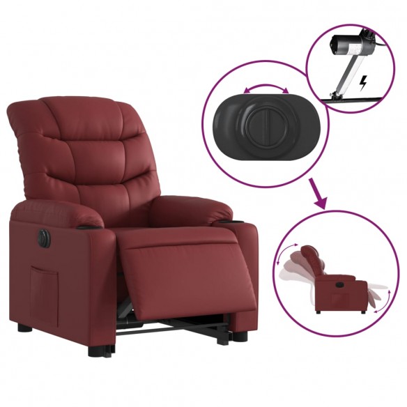 Fauteuil inclinable électrique rouge bordeaux similicuir