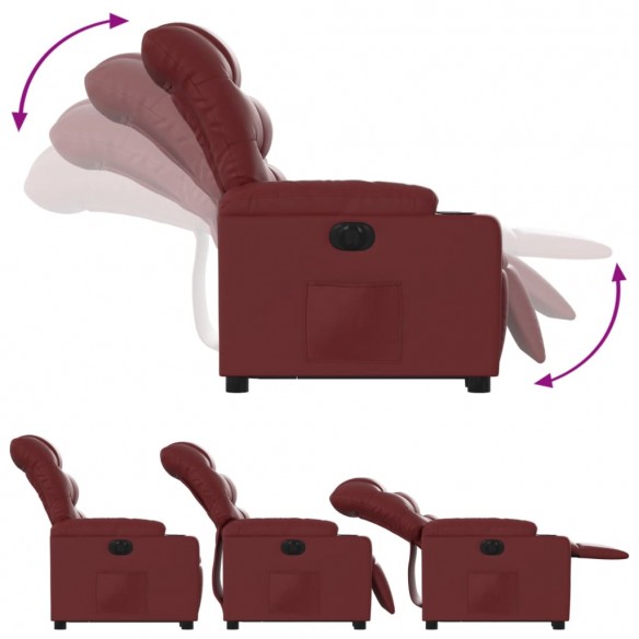 Fauteuil inclinable électrique rouge bordeaux similicuir