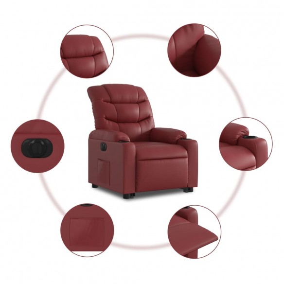 Fauteuil inclinable électrique rouge bordeaux similicuir