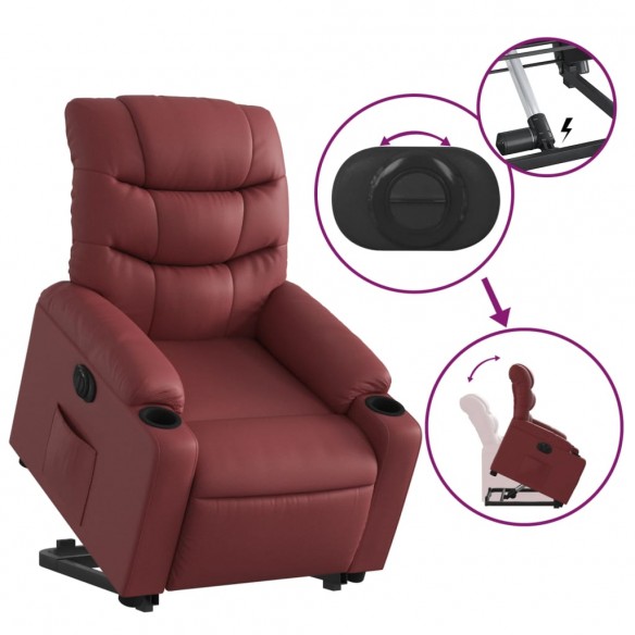 Fauteuil inclinable électrique rouge bordeaux similicuir