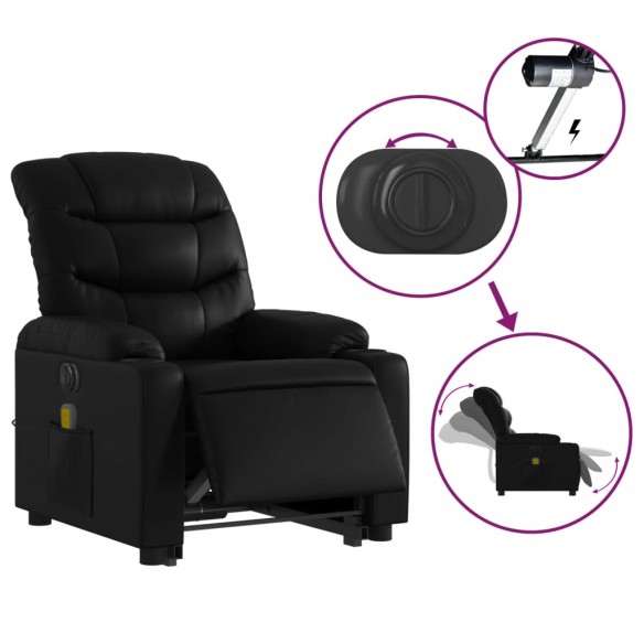 Fauteuil inclinable de massage électrique noir similicuir