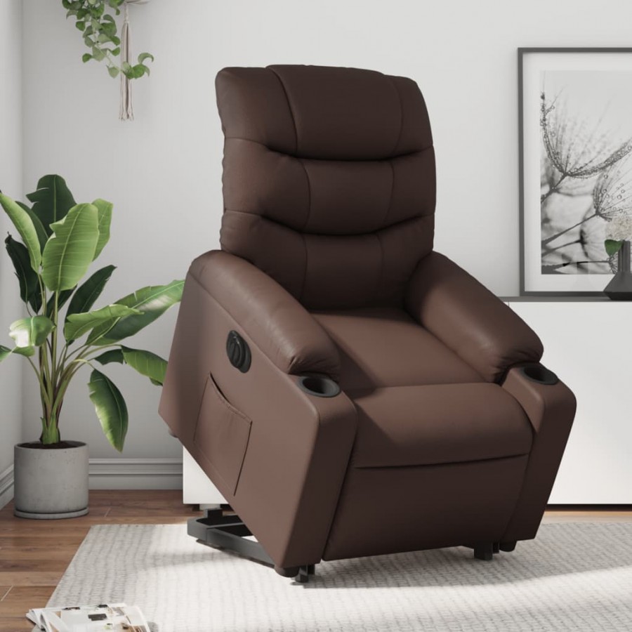 Fauteuil inclinable électrique marron similicuir