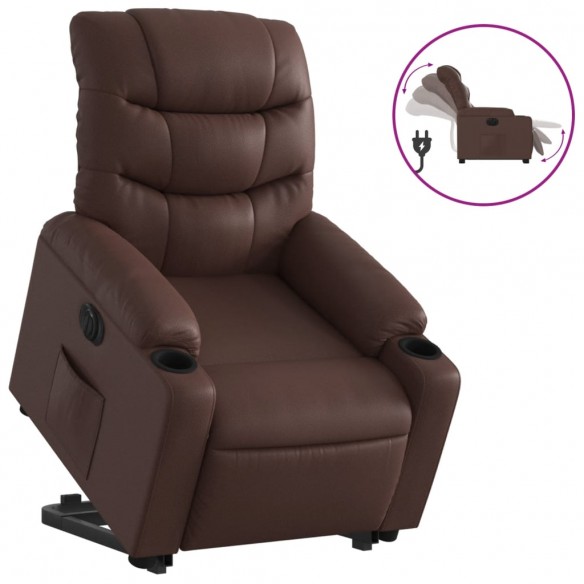 Fauteuil inclinable électrique marron similicuir