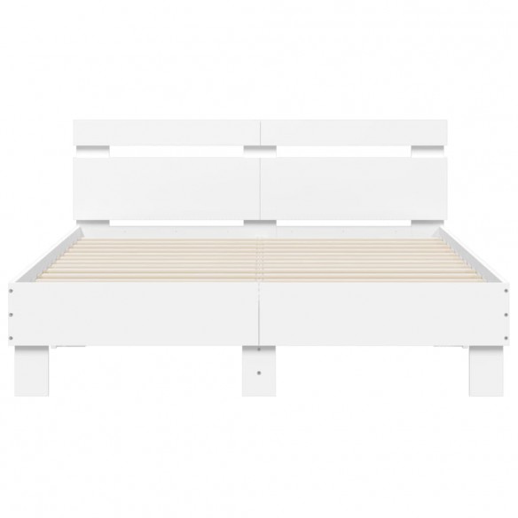 Cadre de lit avec tête de lit blanc 120x200cm bois d'ingénierie