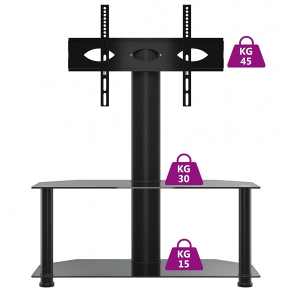 Meuble TV d'angle 2 niveaux pour 32-70 pouces noir