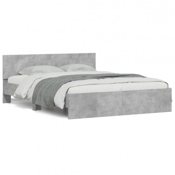 Cadre de lit avec tête de lit gris béton 140x200 cm