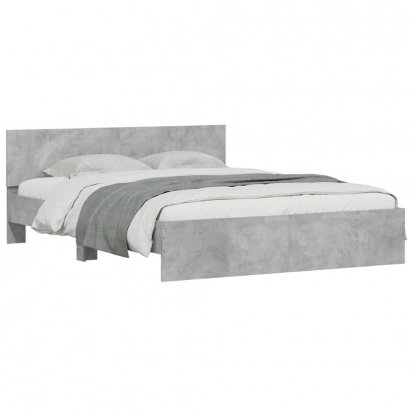 Cadre de lit avec tête de lit gris béton 140x200 cm