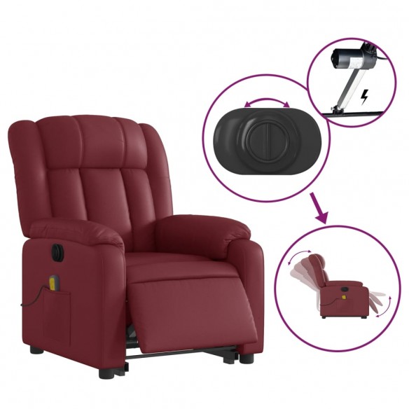 Fauteuil inclinable de massage électrique rouge bordeaux