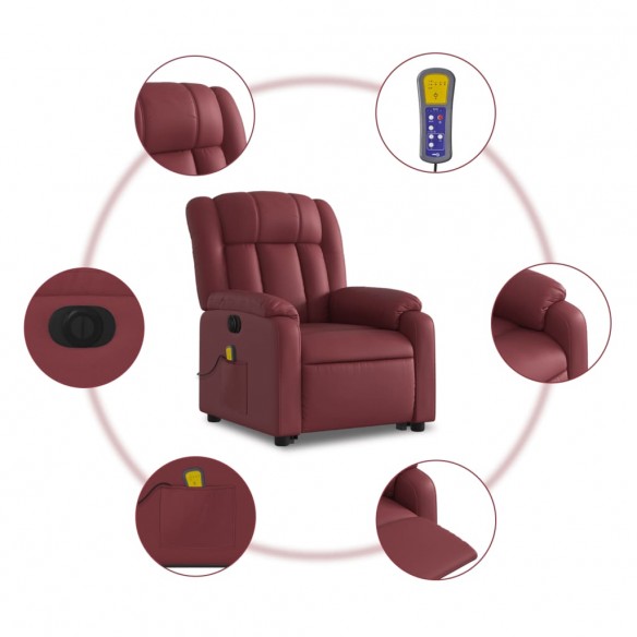 Fauteuil inclinable de massage électrique rouge bordeaux