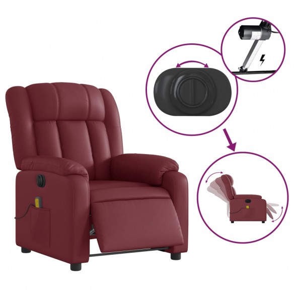 Fauteuil de massage inclinable électrique rouge bordeaux