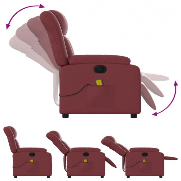 Fauteuil de massage inclinable électrique rouge bordeaux