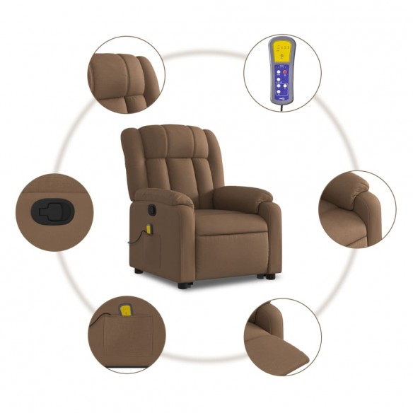 Fauteuil de massage inclinable Marron Tissu