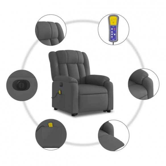 Fauteuil inclinable de massage électrique Gris foncé Tissu