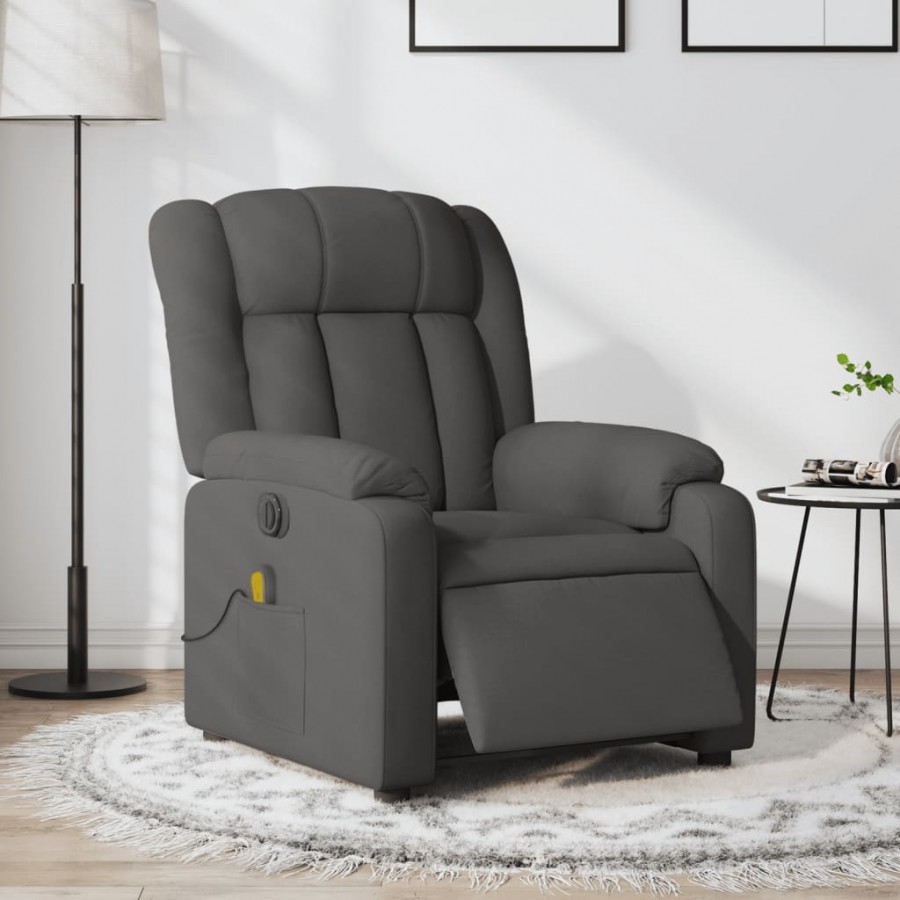 Fauteuil inclinable de massage électrique gris foncé tissu