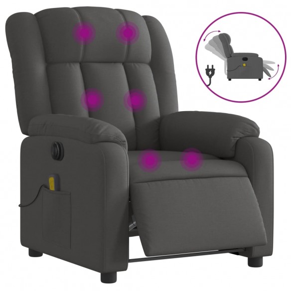 Fauteuil inclinable de massage électrique gris foncé tissu