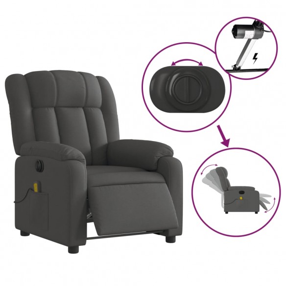 Fauteuil inclinable de massage électrique gris foncé tissu